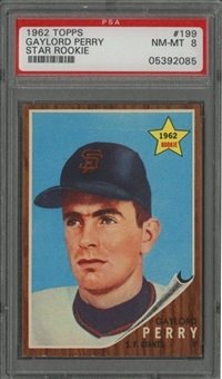 1962 Topps #199 Gaylord Perry Rookie Card – PSA NM-MT 8